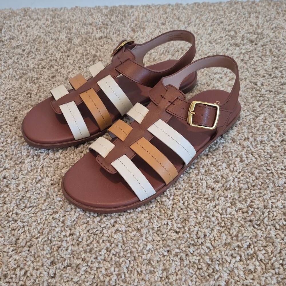 Cole Haan Womens Flynn Fishman Flats Sandals Tan Brown Size 8